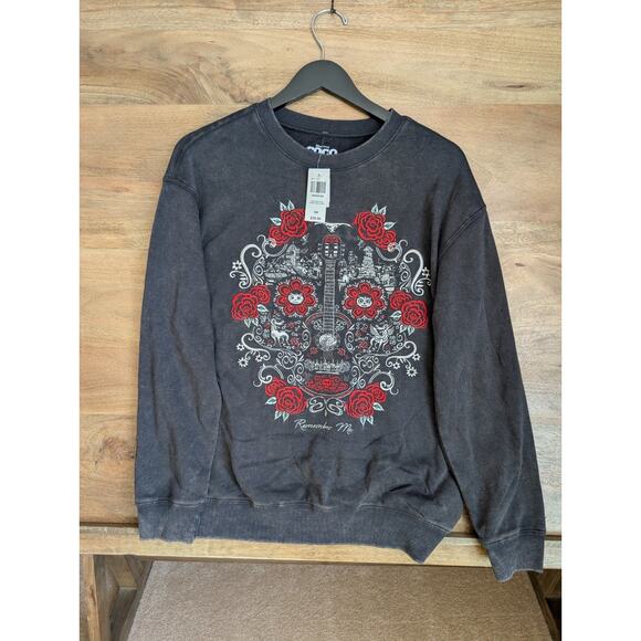 Disney Other - Disney Pixar Sweatshirt Mens S Black Coco Embroidered Icons Rose Sugar Skull NWT